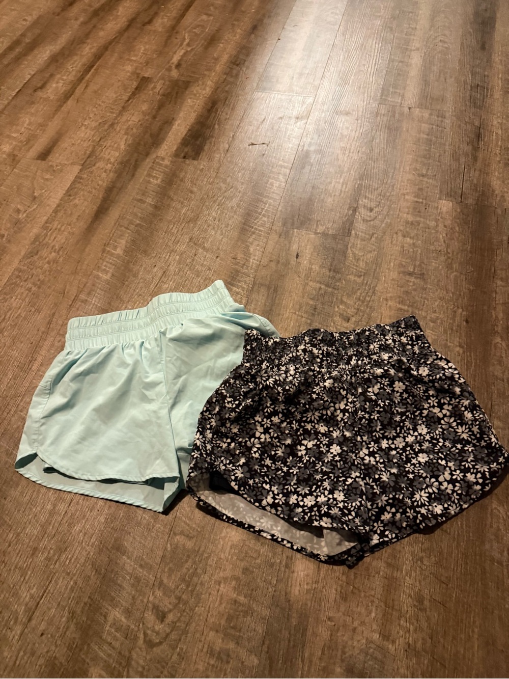 tek gear Light Blue and Black Floral Girls' Shorts - 2 Pack
